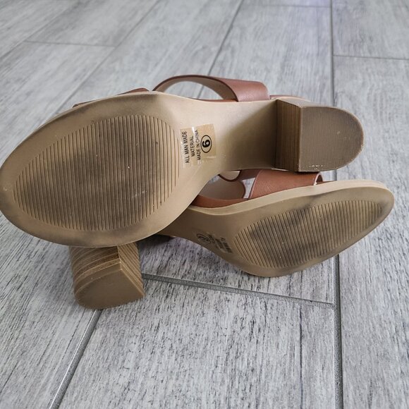 Soda womens wait heels open toe dress sandal cognac brown size 6 - Picture 8 of 10